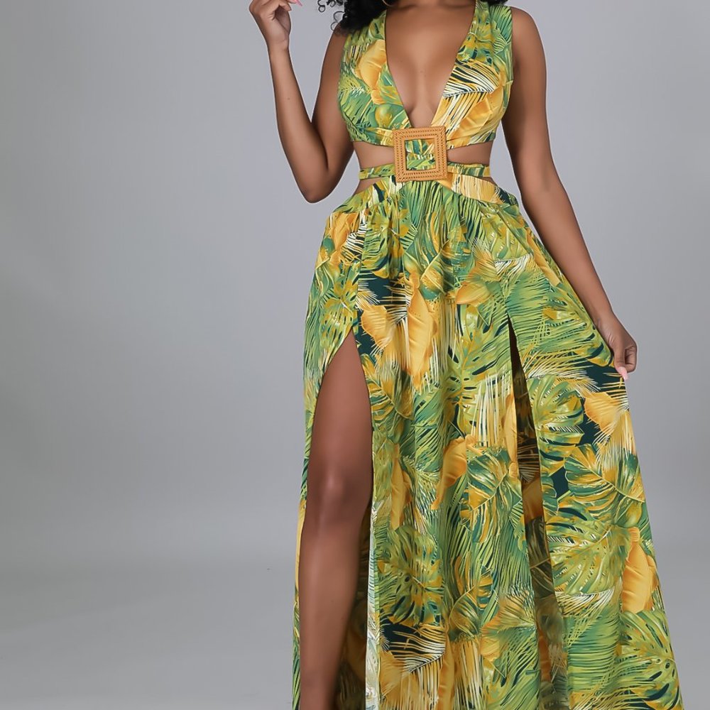Green Tropical Summer Dress